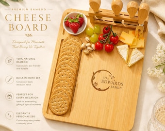 Personalized Bamboo Cheese Board Set, Engraved Cutting Board, Wedding Gifts