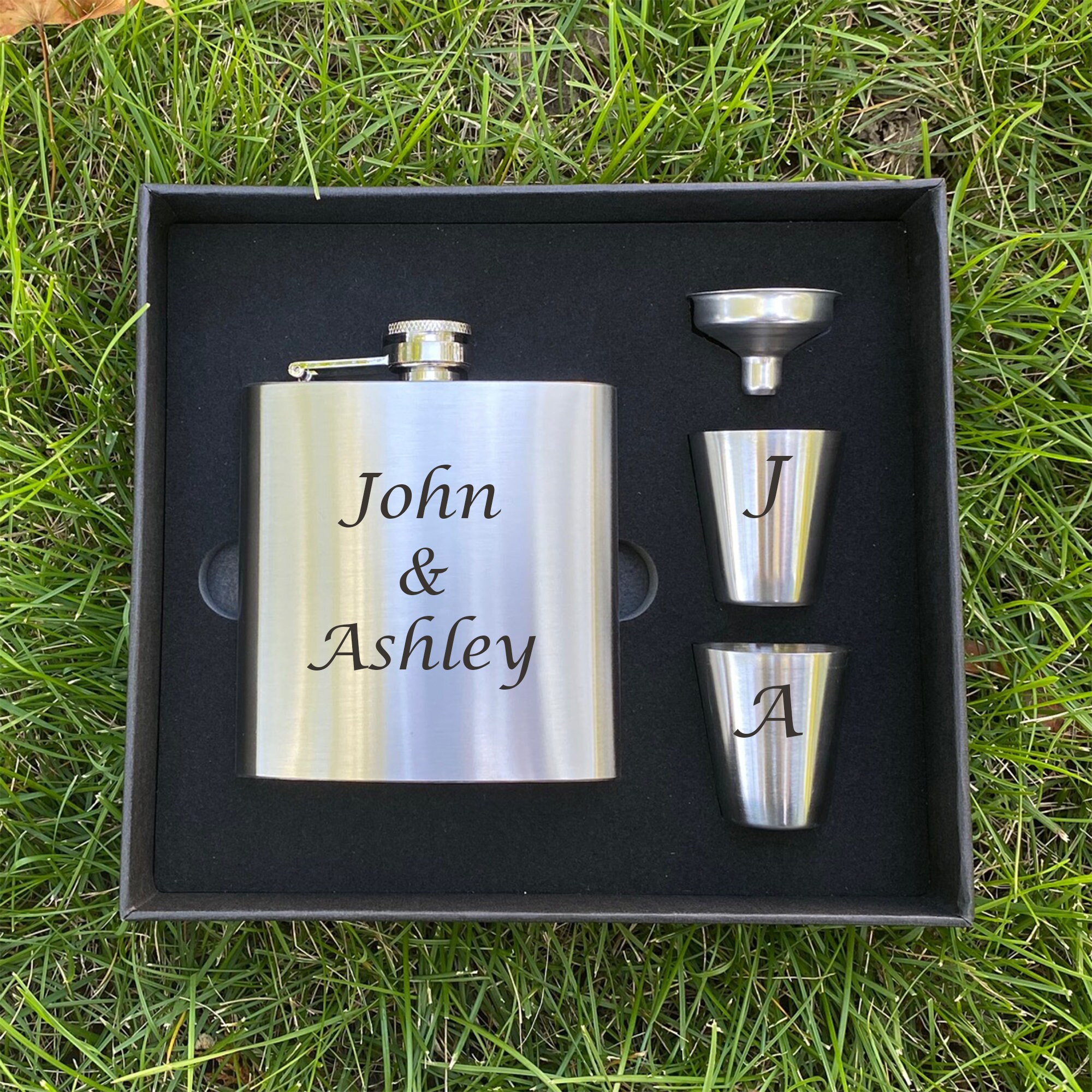 Custom Flask Sets for Groomsmen Personalized Groomsman Flask Etsy