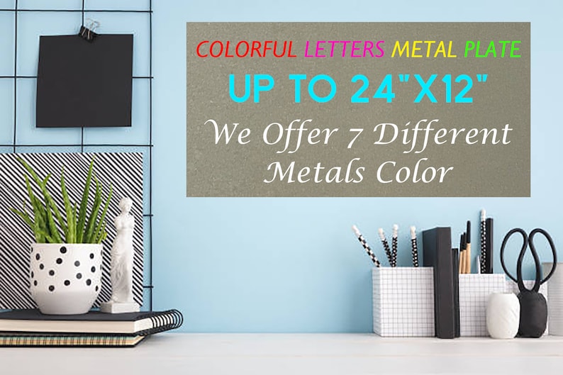 Personalized Aluminum Metal Plaque, Custom Award Memorial Sign Colorful Letters, image 14