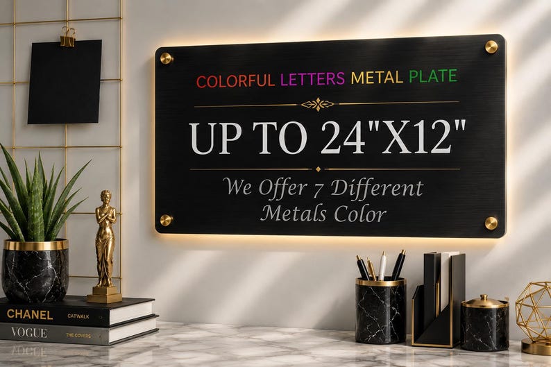 Personalized Aluminum Metal Plaque, Custom Award Memorial Sign Colorful Letters, image 7