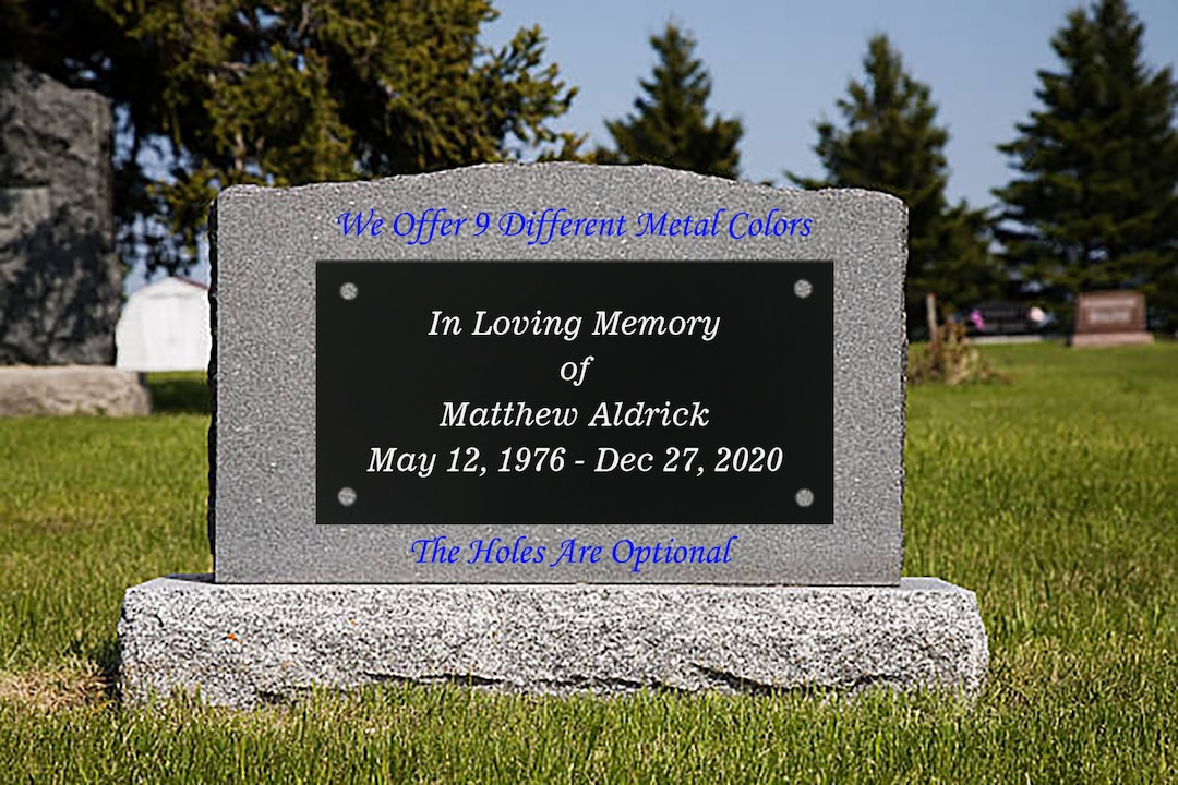 Personalised Tombstone Metal Plaque, Metal Plate, Custom Metal Plates, Award Plaque, Memorial