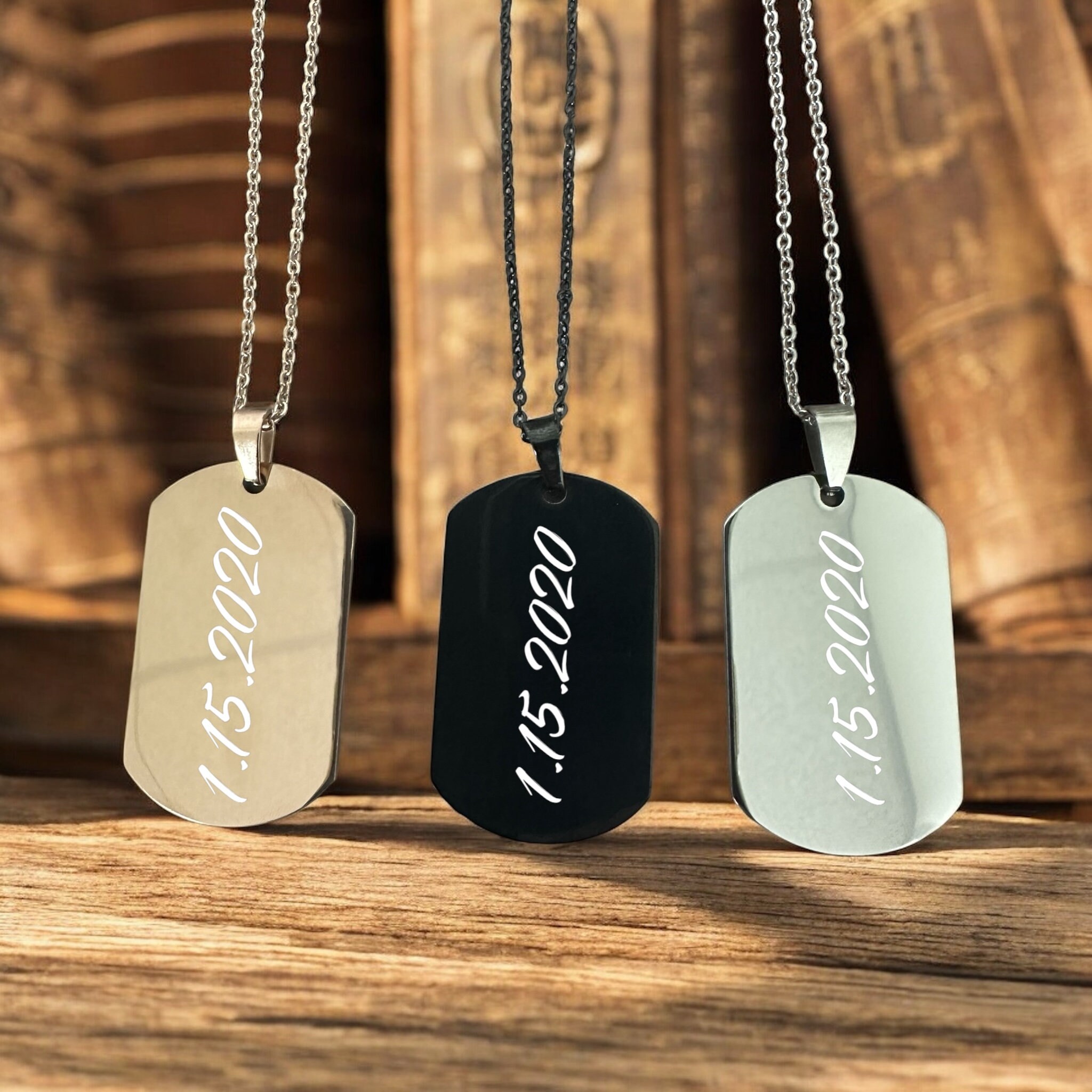 Rose gold dog tags for mens best sale