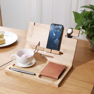 Docking Station, Personalized Bamboo Organizer, Cell Phone Stand, Charging Station,  Gift For Him, Bamboo docking station Christmas