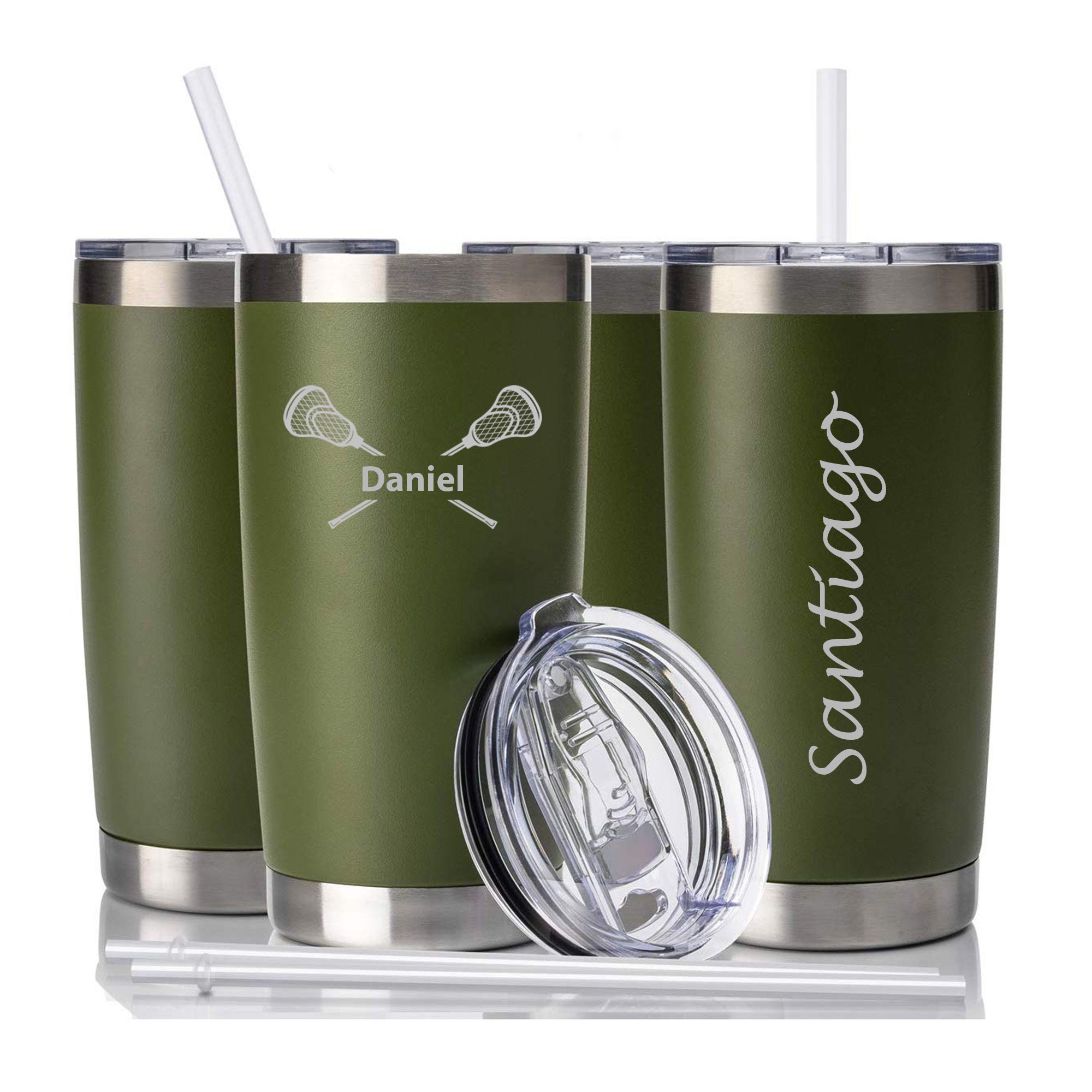 20 oz Green Tumbler with Lid and StrawStainless Steel Vacuum Etsy