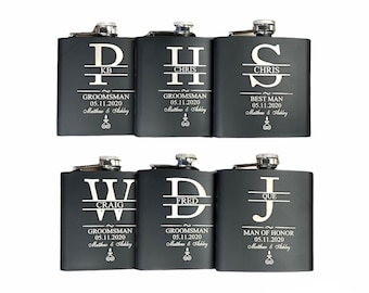 Matte Black Flask, Personalized Flask, Groomsmen Groomsmen Flask, Engraved Flask, Custom flask, Mother&#39;s, Father&#39;s Day,   Personalised Flask