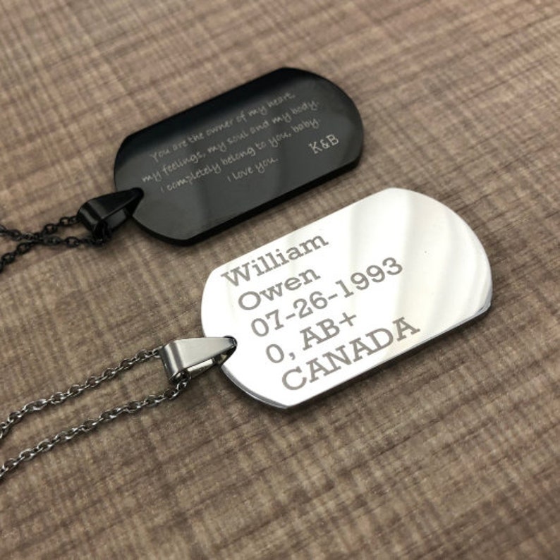 Necklace Custom Men Dog Tag Military Necklace Navy Necklace Etsy Canada
