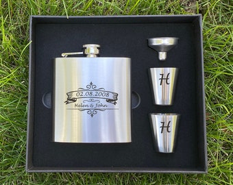 Personalized Engraved Flask | Best Man Flask | Personalized Black Flask | Groomsman Flask | Wedding Party Flask | Bridal Party Flask