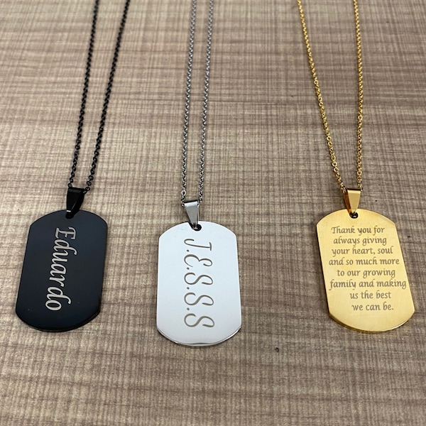 Collier personnalisé Dog Tag Collier cadeau de Noël Aciers inoxydables - Dog Tag homme - Cadeau personnalisé, colliers personnalisés