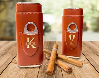 Personalized Cigar Case with Cutter, Mother's And Father's Day Cigar Travel Case, Groomsmen Cigar Holder, Groomsmen Gift, Best Man , Gift,