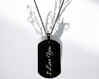 Collar con placa de identificación personalizada de acero inoxidable para perro - Colgante grabado