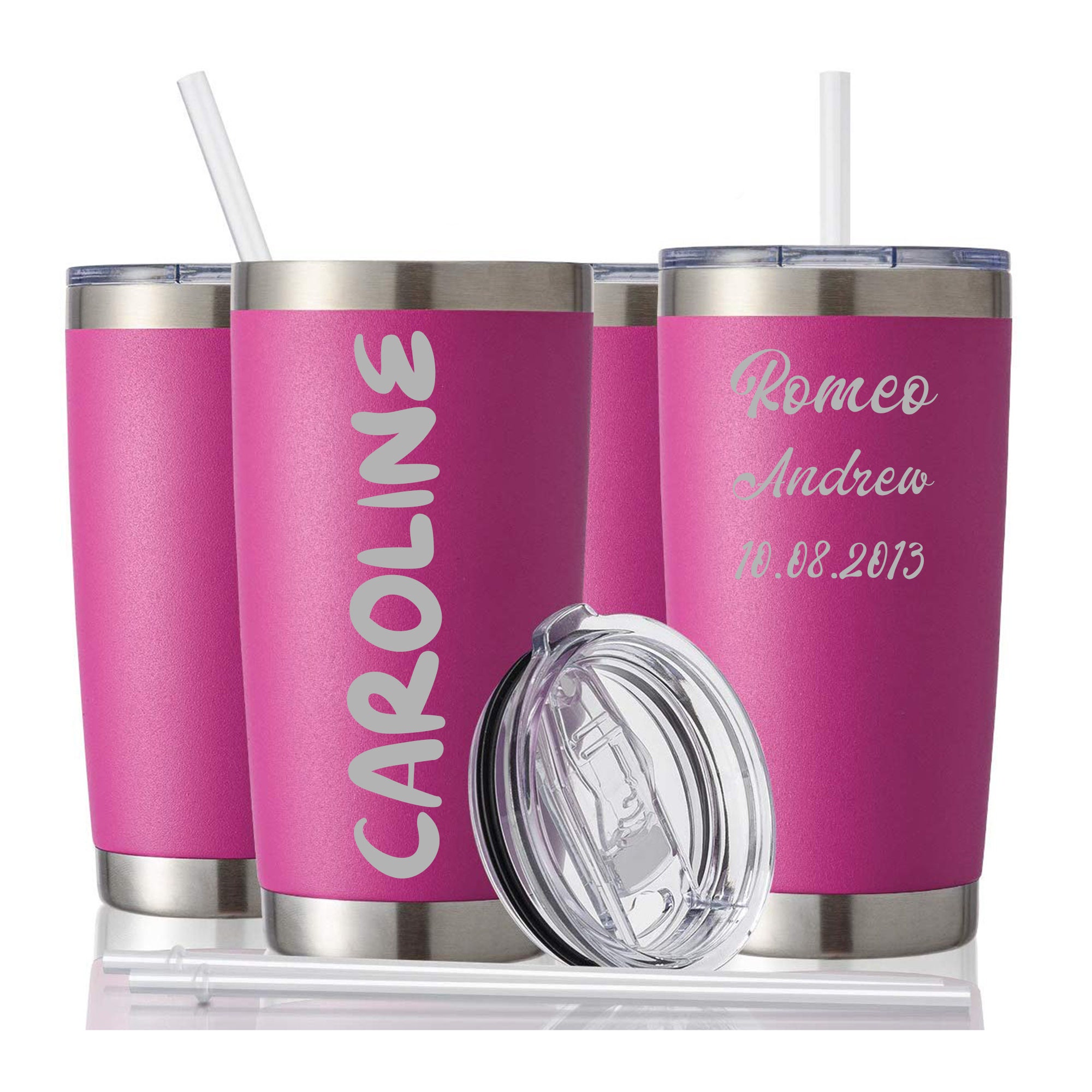 20oz Pink Tumbler with Lid and StrawStainless Steel Vacuum Etsy