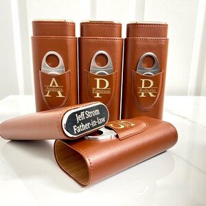 Personalized Cigar Case with Cutter, Engraved Travel Humidor, Groomsmen Gift bild 6