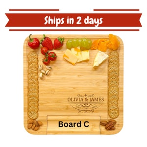 Charcuterie board personalized, Bamboo Cutting Board, Engraved Wedding Gift, Charcuterie Board Christmas day gifts
