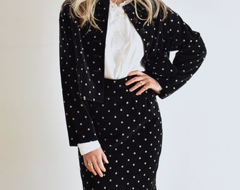 polka dot skirt and jacket set