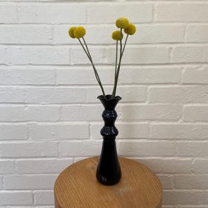 Black Amethyst Abstract Glass Vase with Scalloped Top
