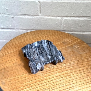 Vintage Hand Carved Onyx Trinket Tray: Aztec Mayan Style