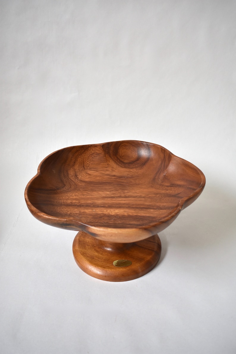 Made in Philippines Bowl Five Piece Set Vintage Amling/'s Flowerland Wooden Dish