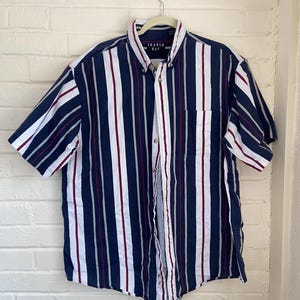 Vintage Vertical Stripe Short Sleeve Button Down