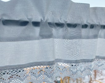 Panel curtain white with bobbin lace - height 12 + 4 cm - various widths