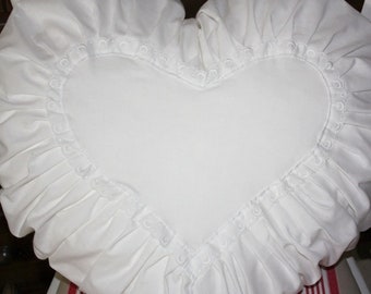 Romantic Pillow Heart White Shabby Chic Vintage