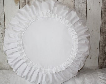 Romantic Pillow Round White Shabby Chic Vintage - DM approx. 40 cm