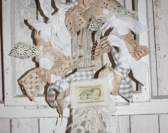 1 Decorative Wreath - Door Wreath Shabby Country House Vintage Lace K 22