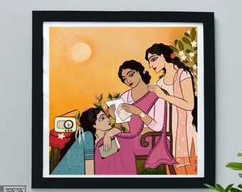 Print  Friends Indian Women Wall Folk Art  Home Decor