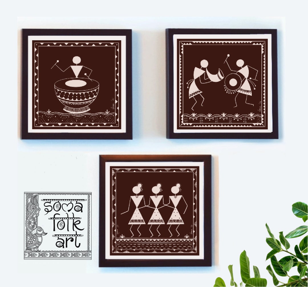 Print Warli Painting, Celebration, Indian Musical Instruments, Indian