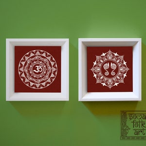 Print Aipan Laxmi Lakshmi Feet Om Hindu Signs Symbols Indian Folk art Wall art (Set of 2 designs)