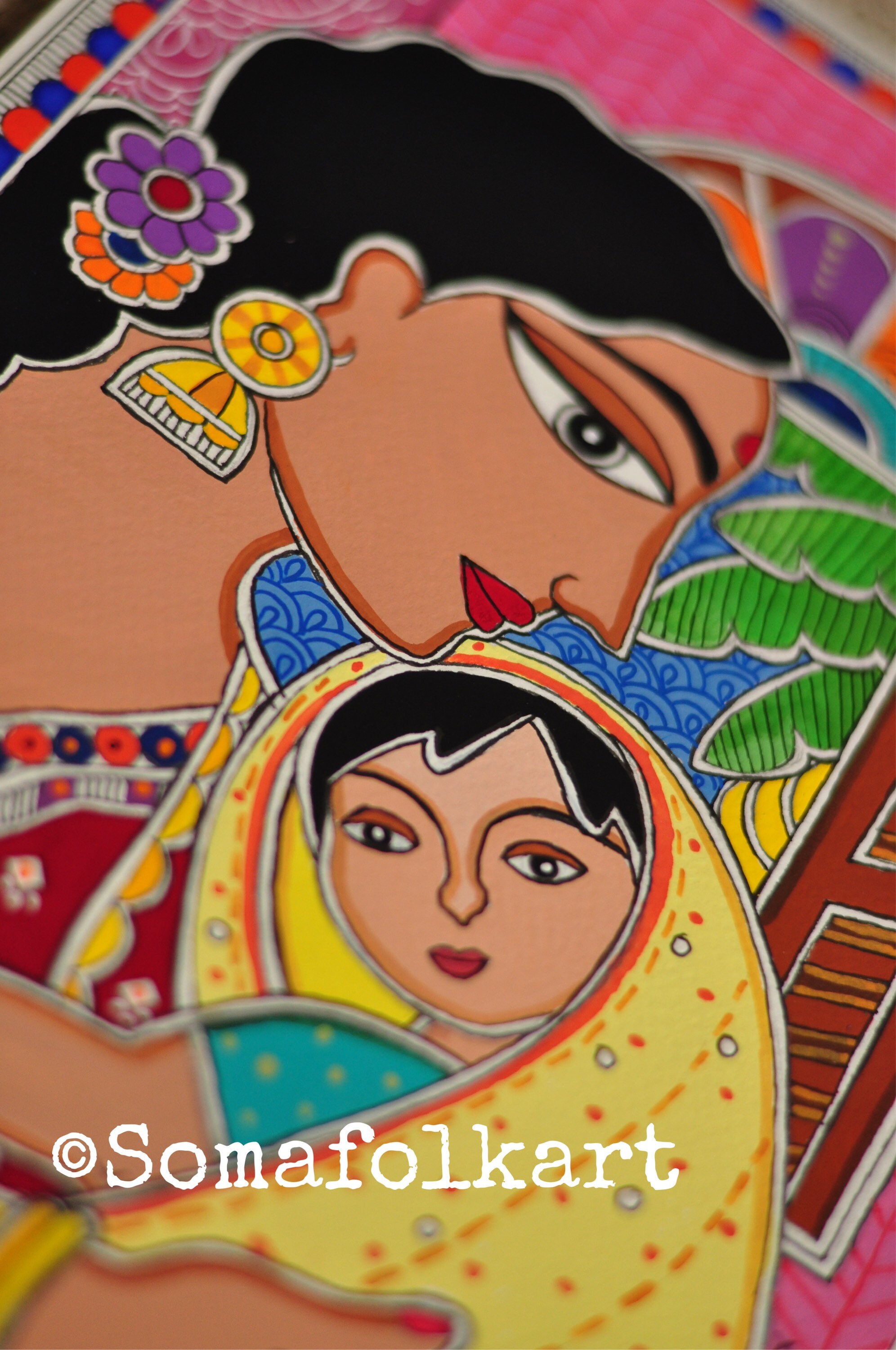Buy Madhubani Print, Mother and Child Painting, Indian Wall Decor ...