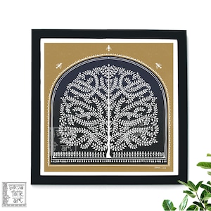 Print Warli Painting, Tree of Life, Indian Marathi Tribal folk Desi wall art, Indian home decor, housewarming gift