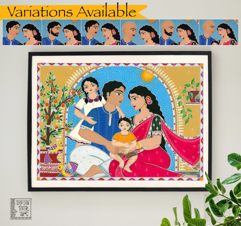 Madhubani Family Print, Indian Wall Art, Desi Decor (giclée) - Etsy