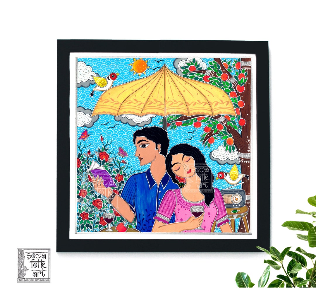 Print Summer Days , Madhubani Indian Folk Wall Art, Desi Home Decor - Etsy