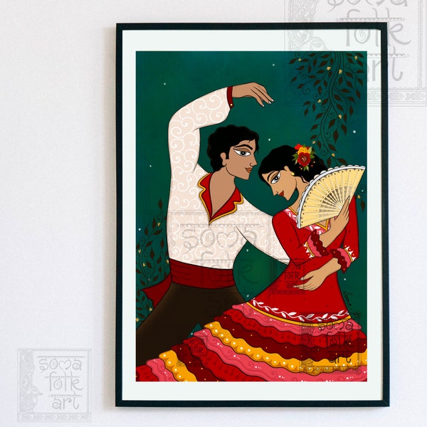 Print Flamenco Wall decor Spanish Indian Couple Home Art