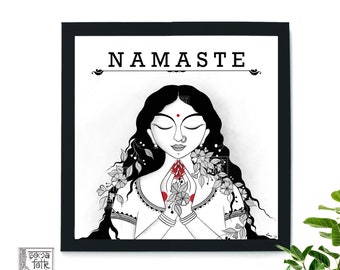 Namaste Print, Yogini Folk Art, Spiritual Greetings