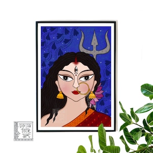Print Durga Indian Folk Art Wall Decor
