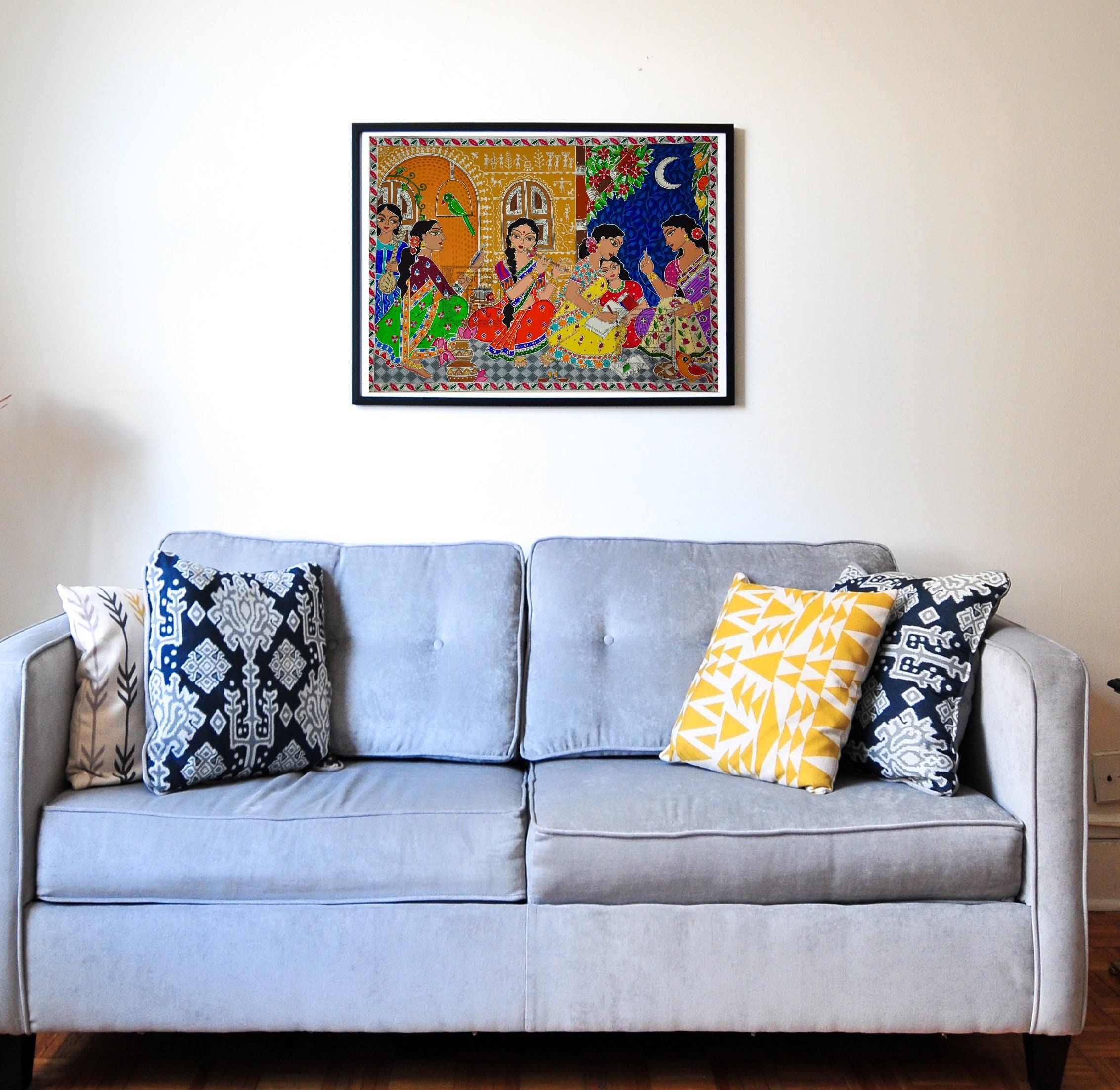 Madhubani Art Print, Indian Folk Art, Female Friendship Wall Decor - Etsy