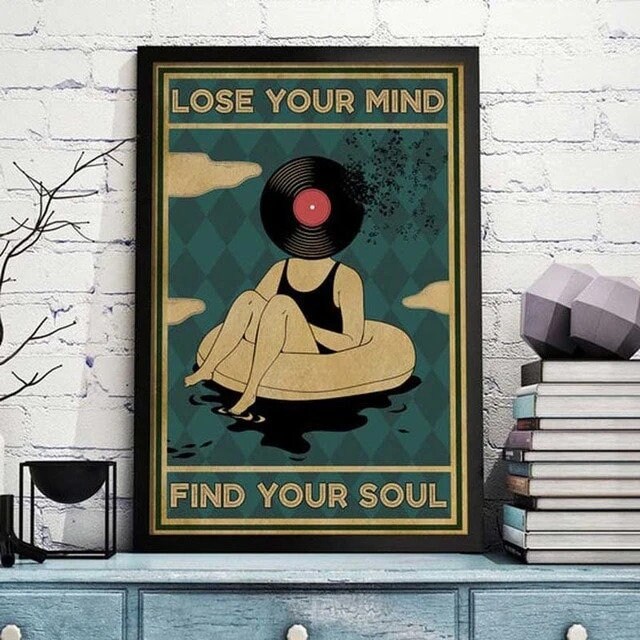 Lose Your Mind Find Your Soul Retro Poster Quote Canvas Etsy