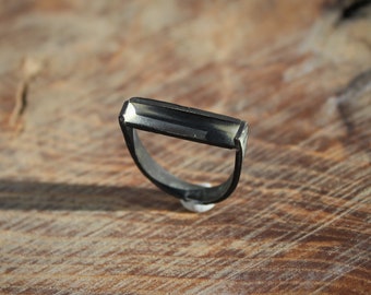 Natural, Ring Silber, schwarz, schmal, Silber geschwärzt