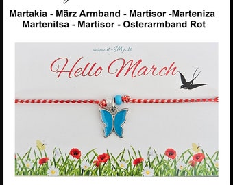 March - March bracelet - Martakia - Marteniza - Martenitsa - Martisor - Easter bracelet red white