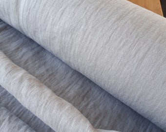 50 x 150 cm, LINEN FABRIC GREY Light grey softened pre-washed linen, suitable for clothing, curtains, bed linen, trousers dress linen fabric