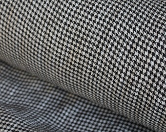 50x150 cm LEINEN STOFF Hahnentritt Schwarz Weiß gewebt Leinenstoff f. Vorhänge, Kleidung, Kleid Bauernhemd Stoff Leinen Stoffe Schwarz Weiss