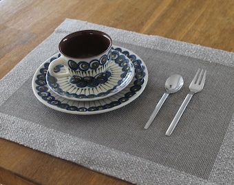 HAND WOVEN PLACEMATS LINEN, 37 x 45 cm, natural gray