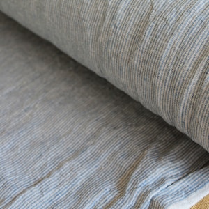 50 x 160 cm LINEN FABRIC STRIPES Blue/Natural, Grey/Natural Linen fabric for curtains, clothing dress, blouse, shirt, fabric linen, fabric stripes