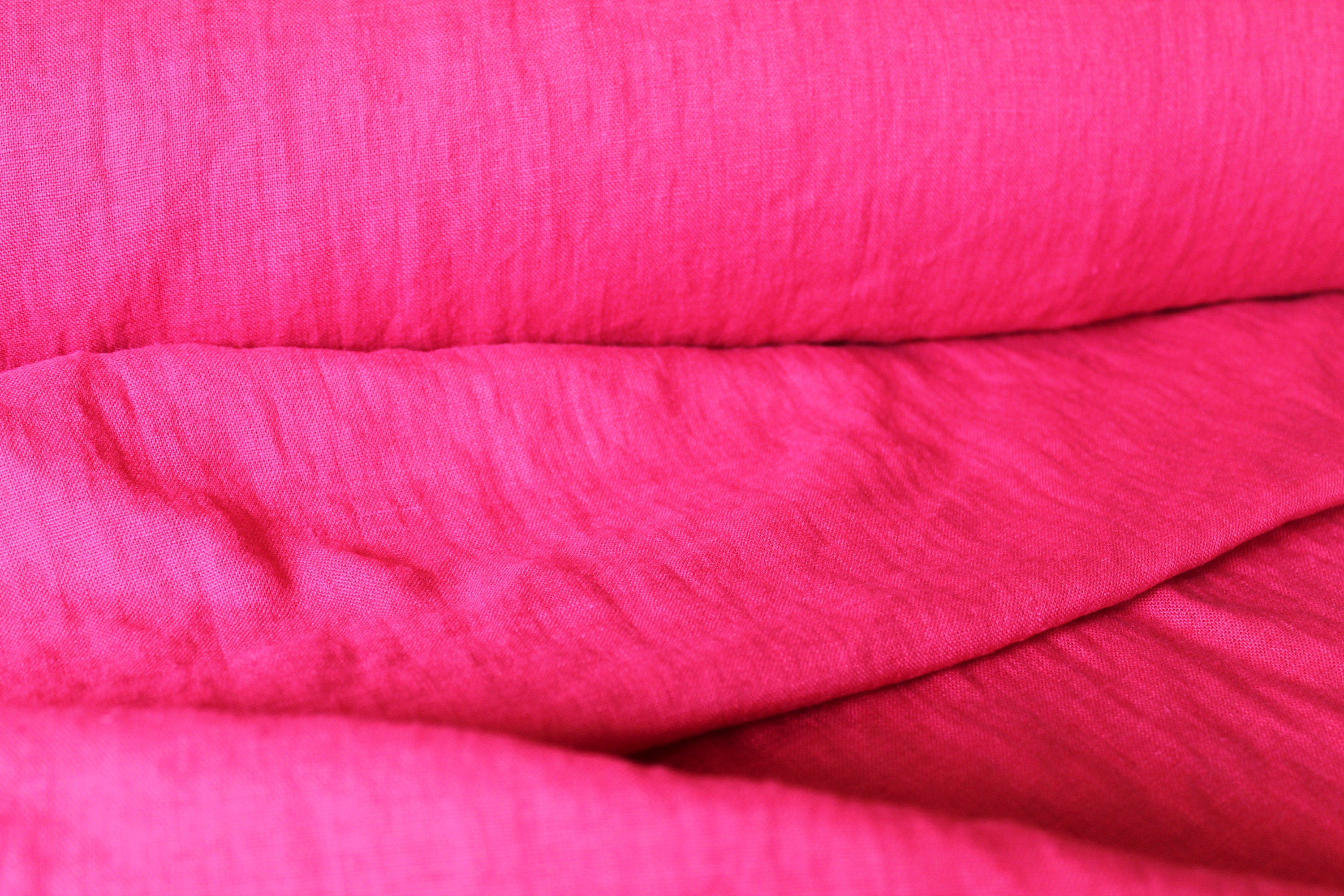 50 X 150 Cm, LINEN FABRIC Raspberry Red, Softened Pre-washed Linen ...