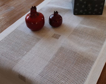 HAND WOVEN TABLE RUNNER LINEN 45 x 140 cm table linen linen handwoven tablecloth handmade Mother's Day gift Christmas woven