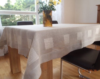 HANDWOVEN LINEN TABLECLOTH 150 x 150 cm/natural grey/linen fabric/table/dining/table linen/table runner/handmade/handwoven/woven/christmas