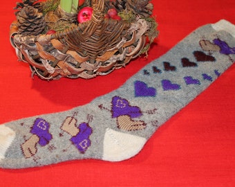 Knitted socks size 38/39 Angora wool socks, knee socks, Norwegian socks, winter socks, traditional socks, yoga socks, wool socks, winter