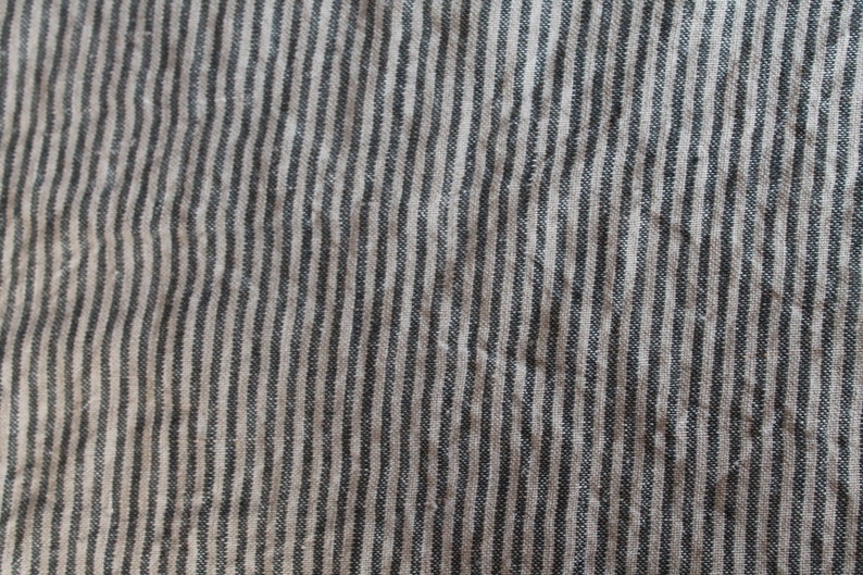 50 x 160 cm, LINEN FABRIC STRIPES Blue/Natural, linen fabric for curtains, clothing, dress, blouse, shirt, linen fabric, striped fabrics image 7