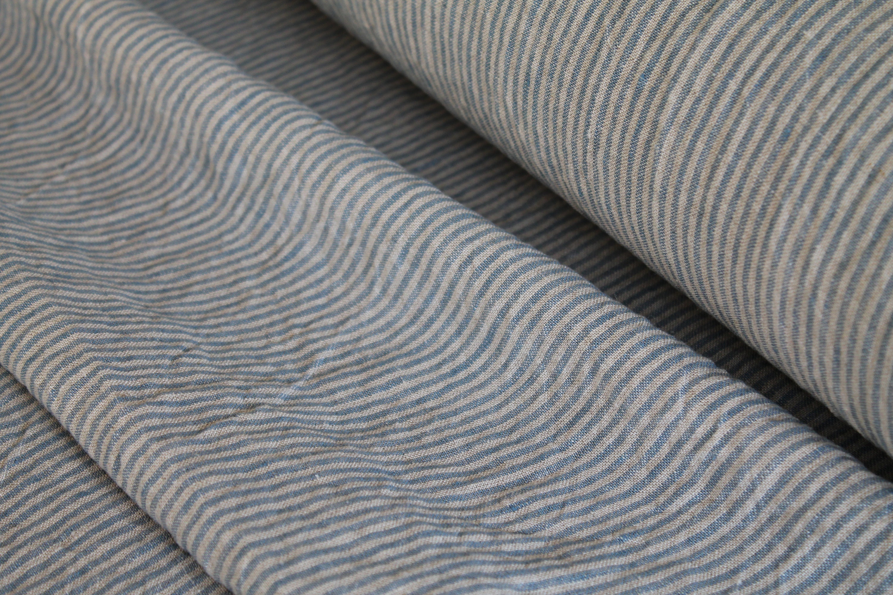 50 x 160 cm LEINEN STOFF STREIFEN Blau/Natur Leinenstoff für Etsy.de
